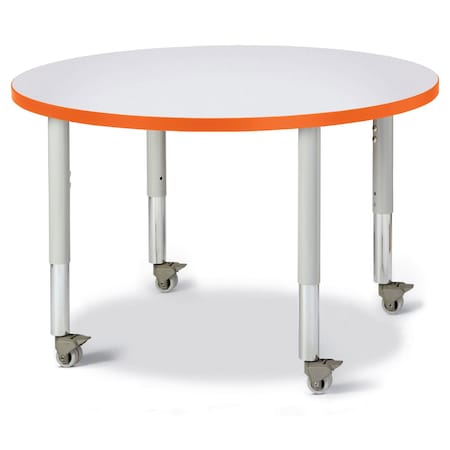 Jonti-Craft Berries Round Activity Table, 36 in. Diameter, Mobile, Freckled Gray/Orange/Gray 6488JCM114